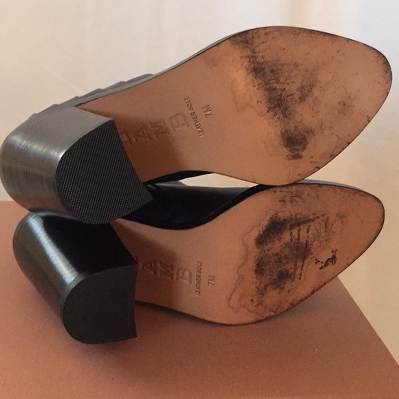 L.A.M.B Todd Leather Ankle Boot Bootie Black - Picture 4 of 8